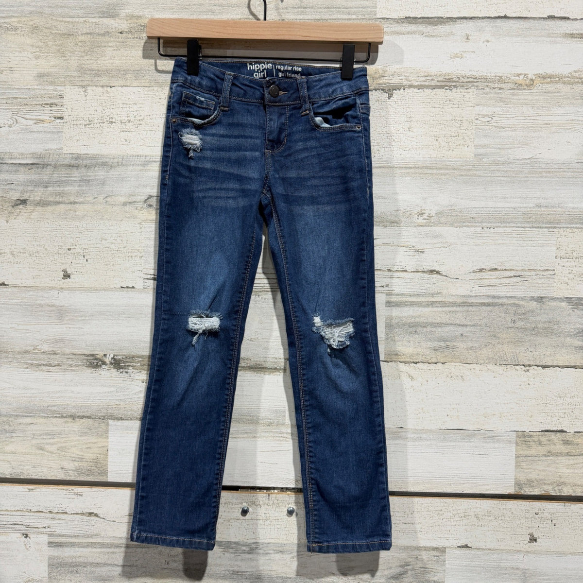 Hippie Girl Girl Friend Jeans Girls 7 Blue Distressed Denim Modern0