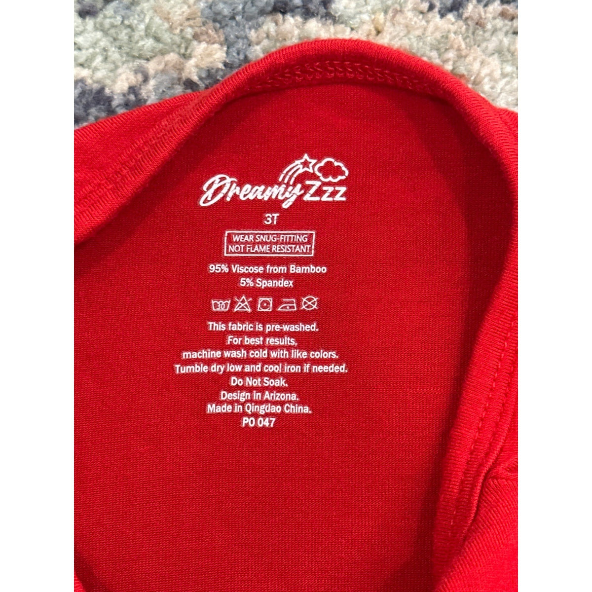 Dreamy Zzz Pajamas Convertible Romper Footie 3T Red Bamboo Viscose Zip EUC2