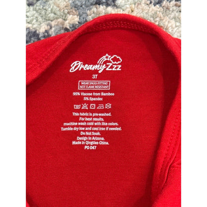Dreamy Zzz Pajamas Convertible Romper Footie 3T Red Bamboo Viscose Zip EUC2