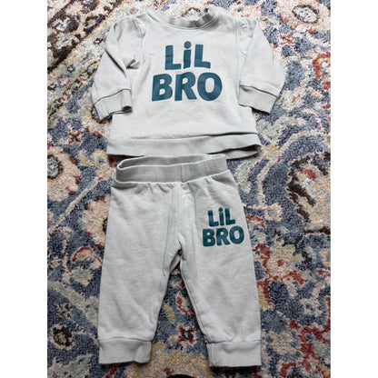 H&M 2-Piece Set Boys 6M Lil Bro Graphic Sweatshirt Joggers Cozy EUC0