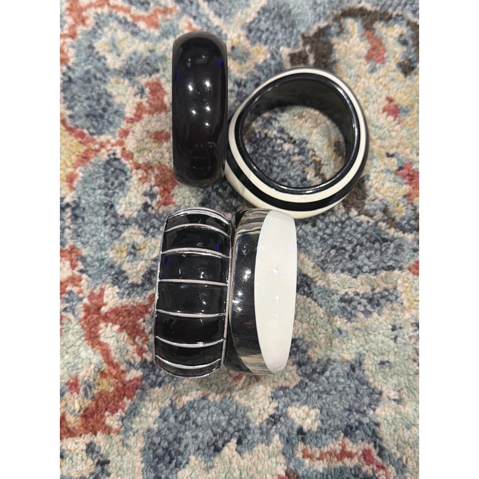 Bangle Bracelet Bundle Women Black White Geometric Mod3