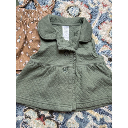 Carter's Cat & Jack Baby Girls 6-9M Green Tan Earth Tone Bundle EUC1