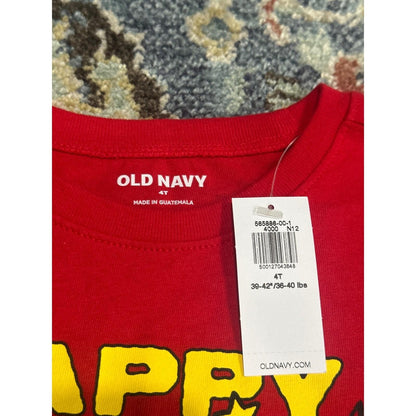 Old Navy Peanuts Christmas Shirt Charlie Brown Kids 4T Happy Holidays NWT1