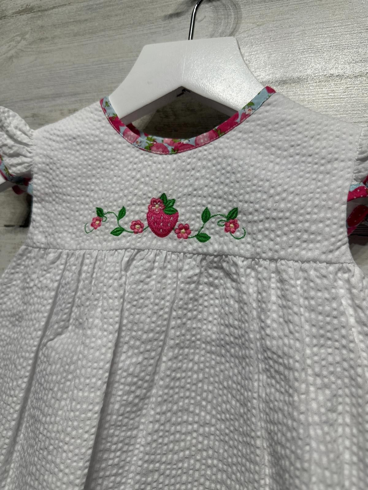 Petit Ami Strawberry Embroidered Dress and Capri Outfit Set Girls 12m New1