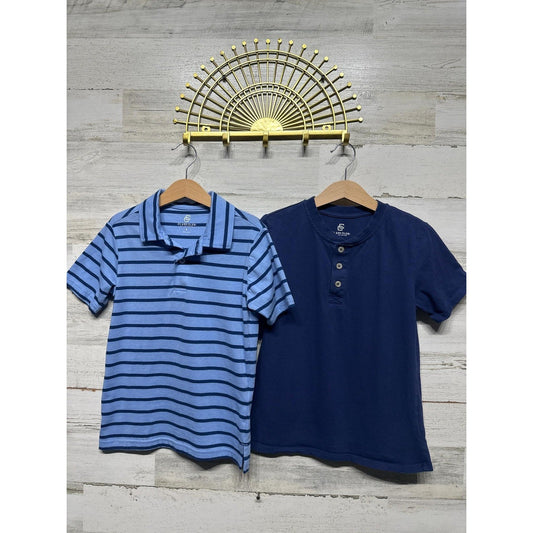 Class Club Polo & Henley Bundle Boys Size 8 Blue Striped Solid EUC0