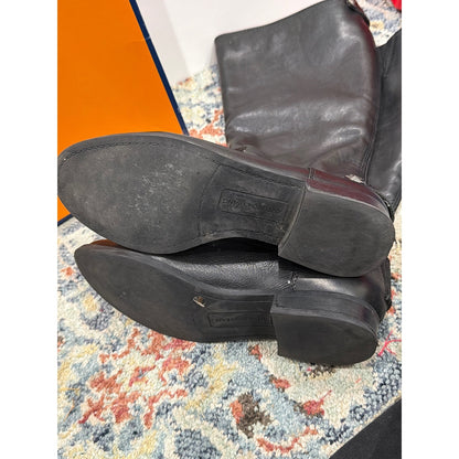 Arturo Chiang Riding Boots Women 8MW Black Leather Wide Calf Classic *Flawed5