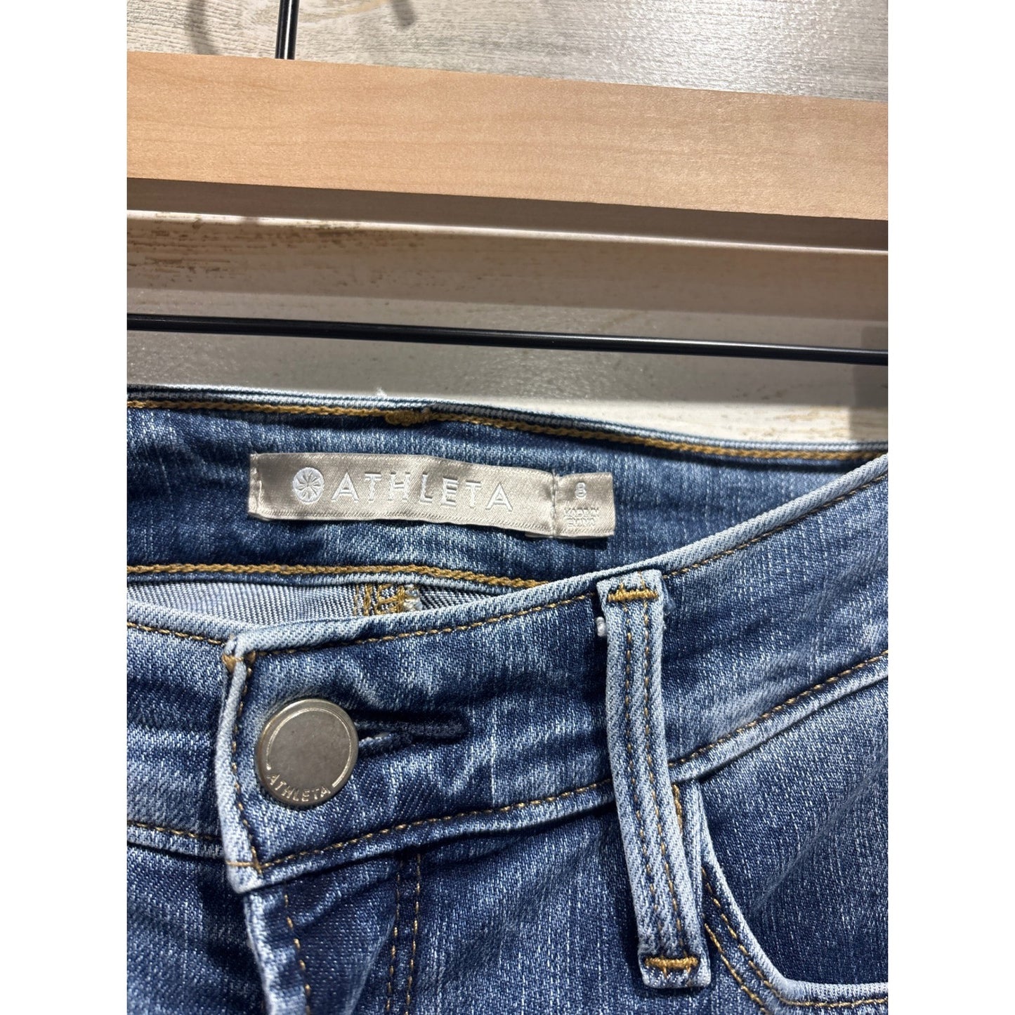 Athleta Straight Leg Scupltek Jeans Womens 8 Blue Stretch Denim Casual EUC1