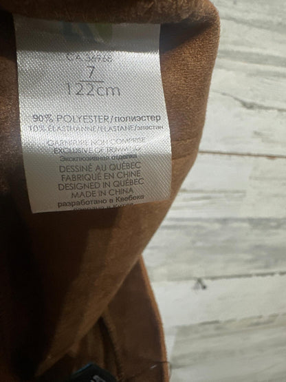 Nano Faux Suede Leggings Girls 7 Brown Elastic Waist Slim Fit NWT3