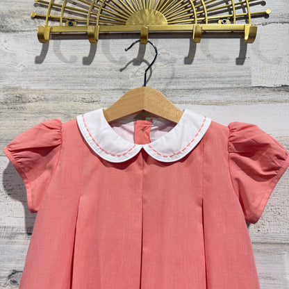 The Proper Peony Dress Girls 2T Pink Peter Pan Collar Pleated Southern EUC1