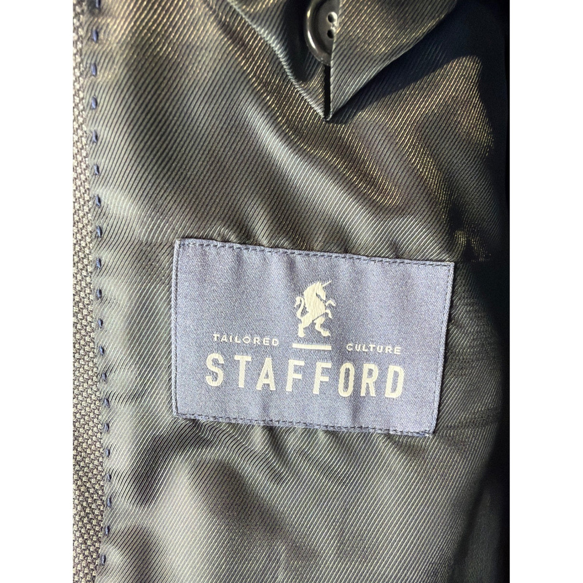 Stafford Suit Jacket Mens 46R Gray Classic Fit Travel Performance Blazer EUC2