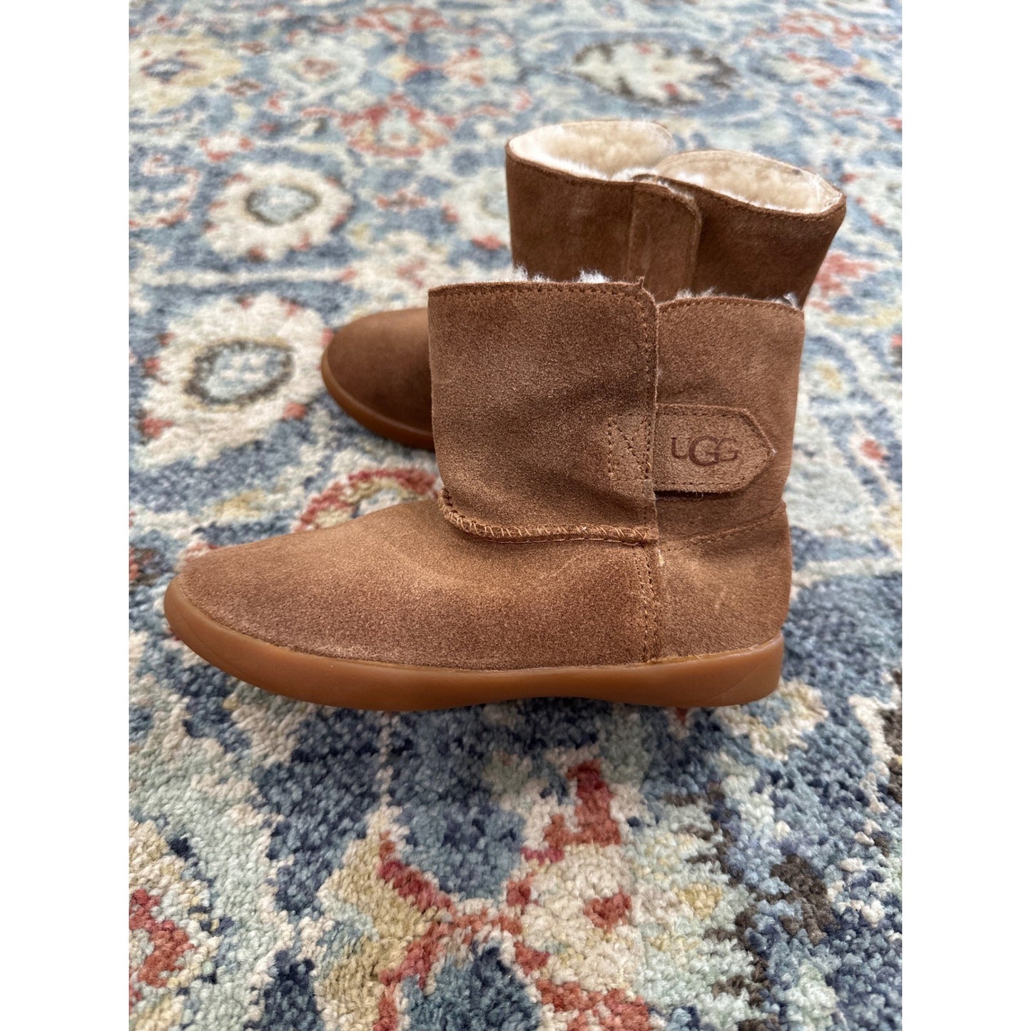 UGG Keelan Boots Toddler 9 Chestnut Brown Suede Shearling Lined0