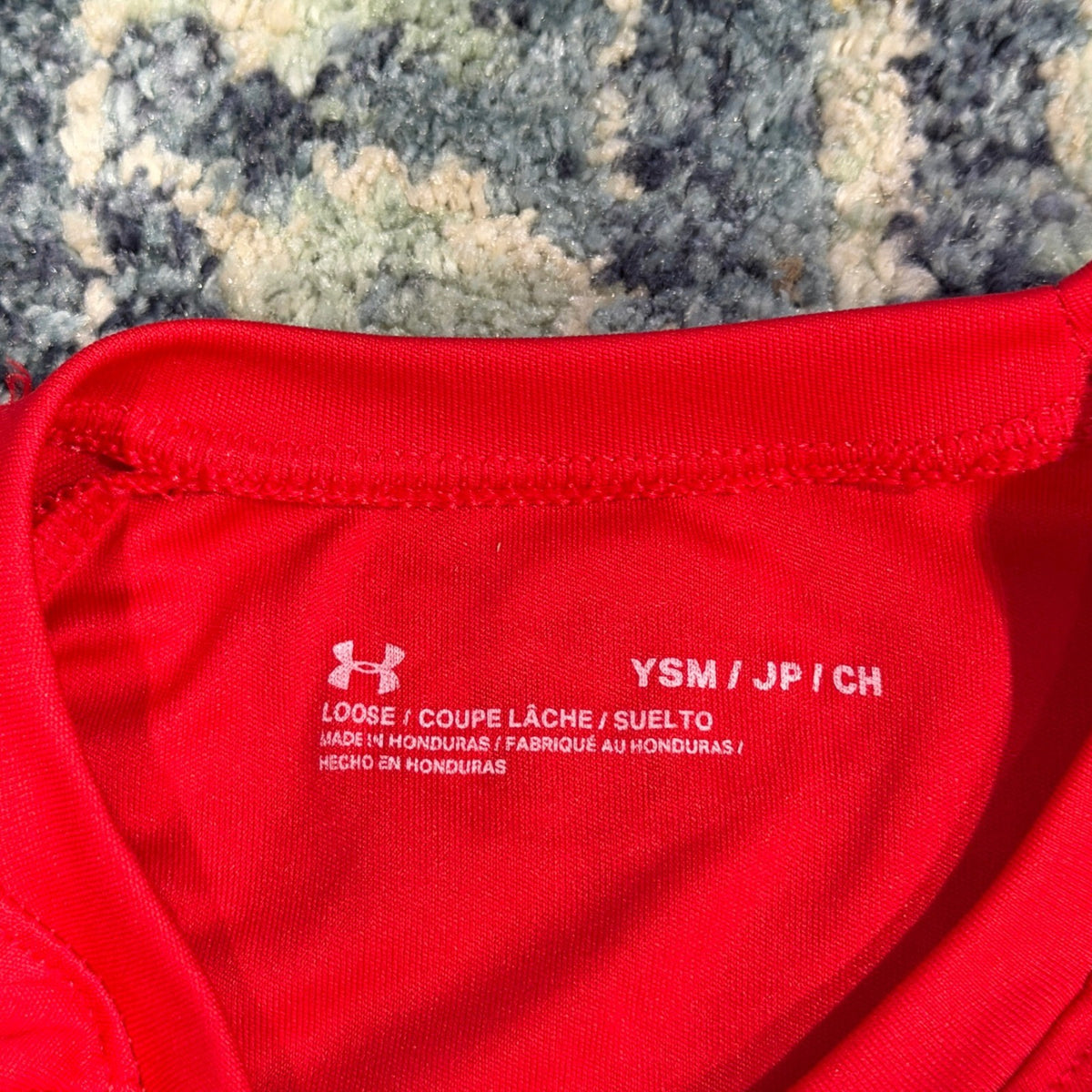 Under Armour Long Sleeve Shirt Boys YSM Red Graphic Tech Tee Sport EUC2