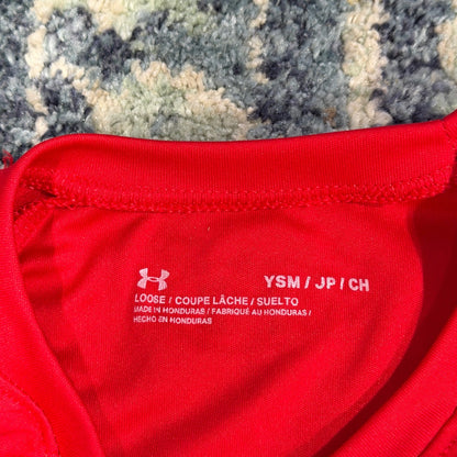 Under Armour Long Sleeve Shirt Boys YSM Red Graphic Tech Tee Sport EUC2