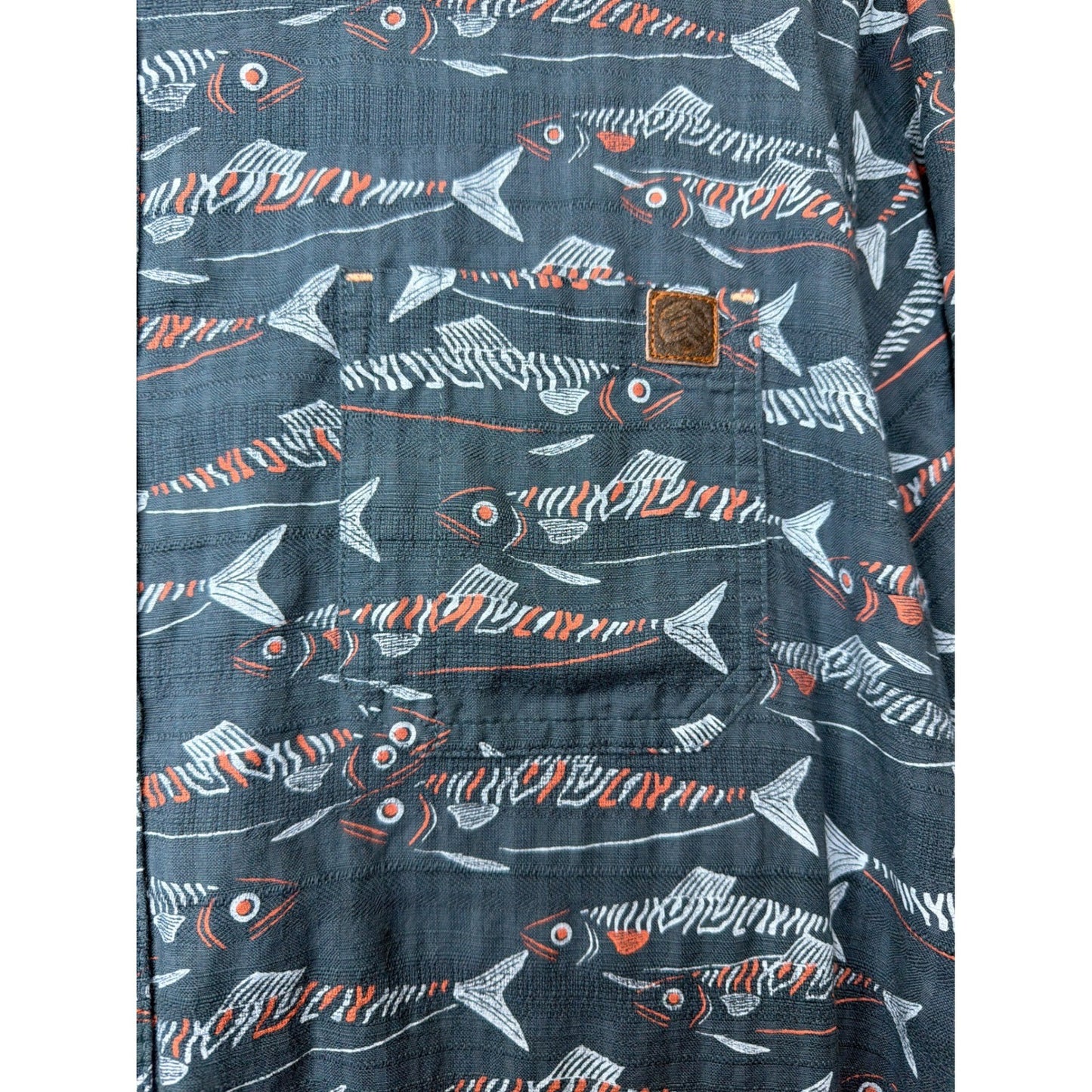 Solaris Outdoors Shirt Mens XL Blue Fish Print Short Sleeve Camp Coastal Beach2