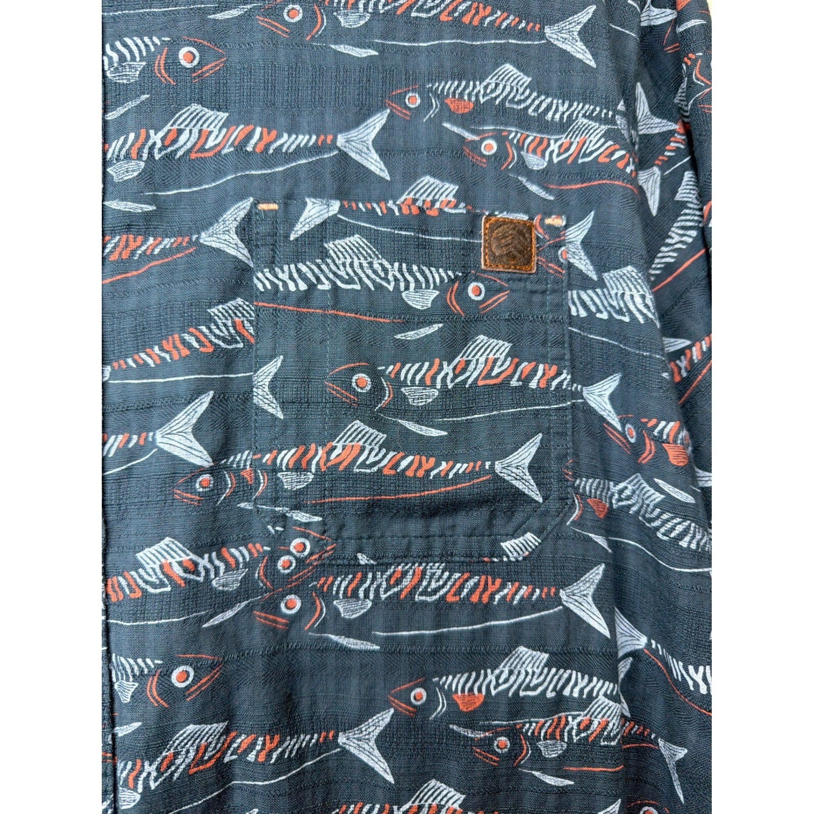 Solaris Outdoors Shirt Mens XL Blue Fish Print Short Sleeve Camp Coastal Beach2