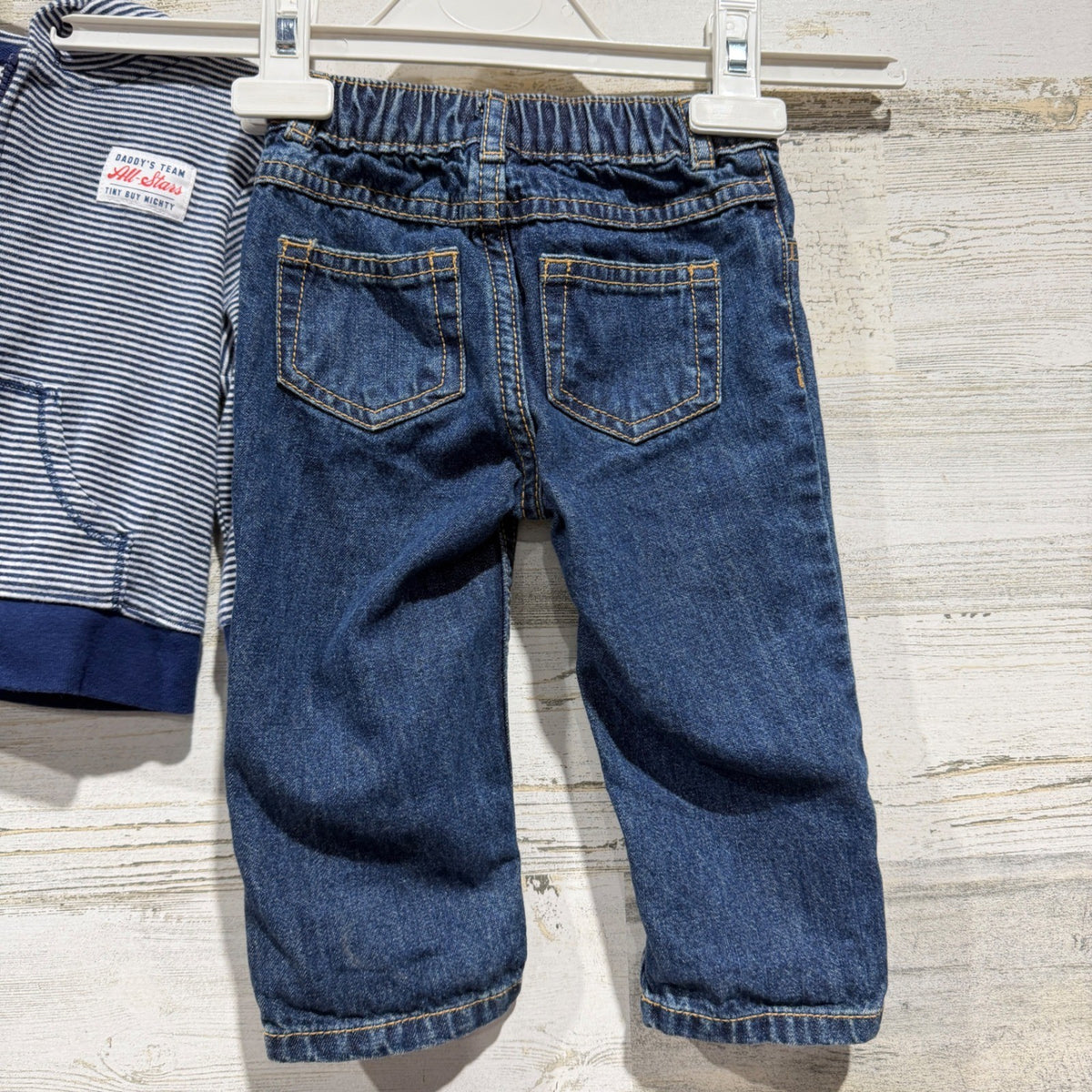 Focus Kids & Carters 3pc Outfit Set Boys 9-12M Red Blue Cotton Denim Casual EUC8