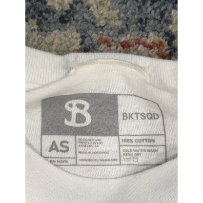 BKTSQD Graphic T-Shirt Mens Small White 30 Mil Bucket Squad Basketball EUC3
