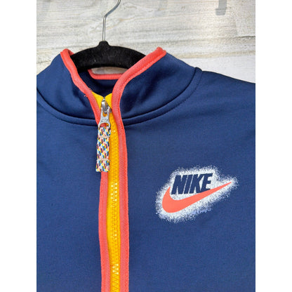 Nike Track Jacket Boys Size 7 Navy Blue Orange Trim Sportswear1