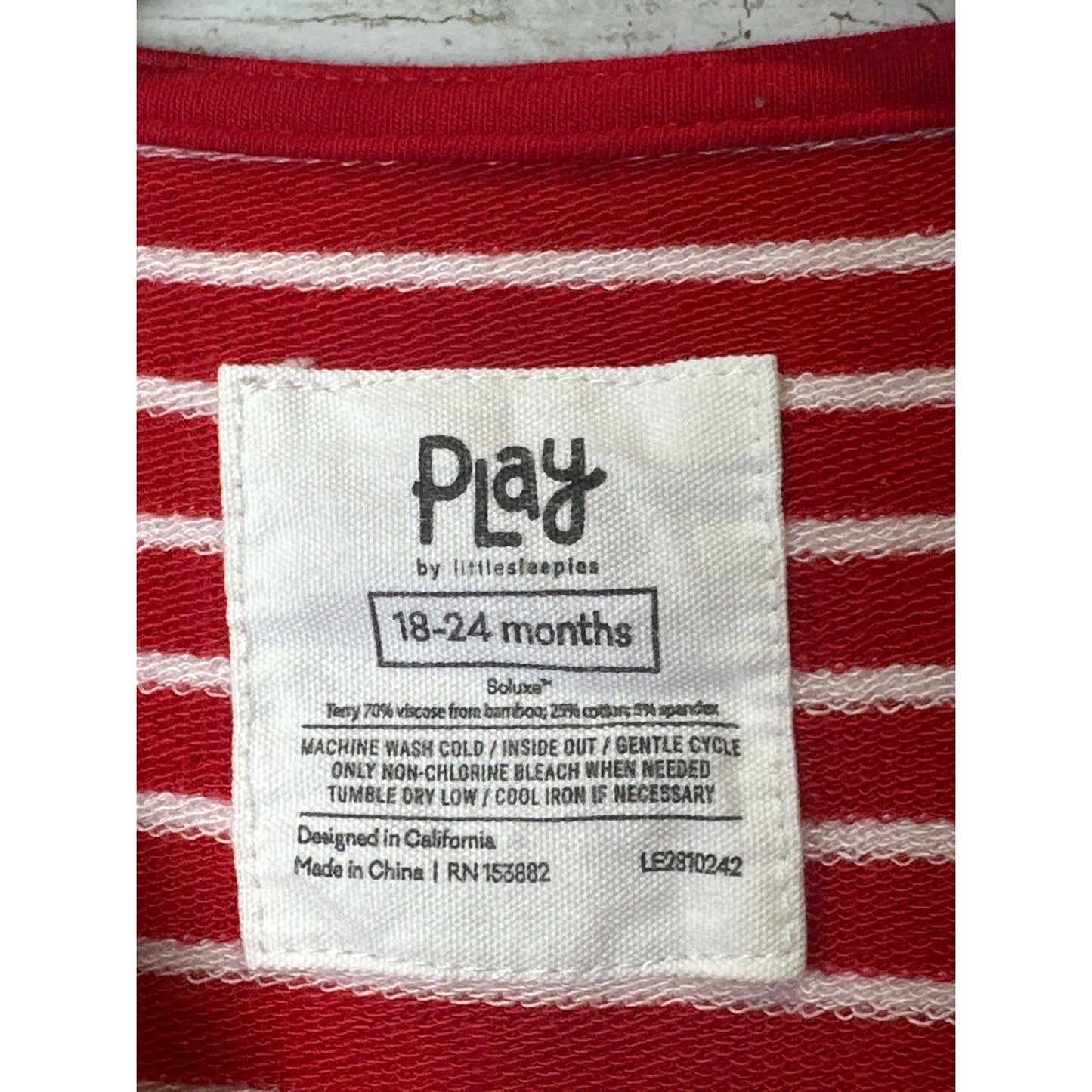 Little Sleepies Play Dress Kids 18-24M Red Striped Heart Pockets1