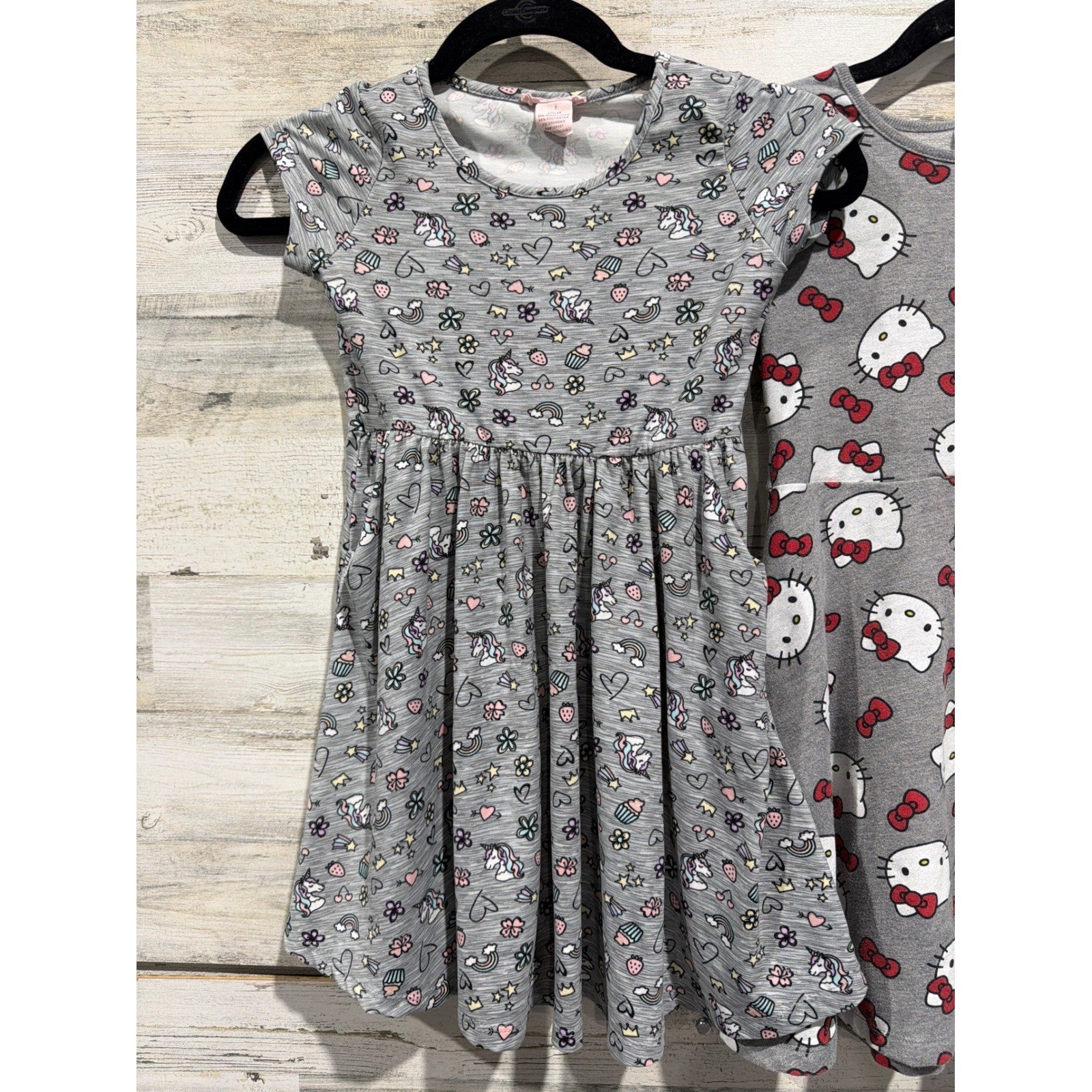 Maddie & Michelle Hello Kitty Girls 7 8 Grey Unicorn Skater Dress Lot EUC2
