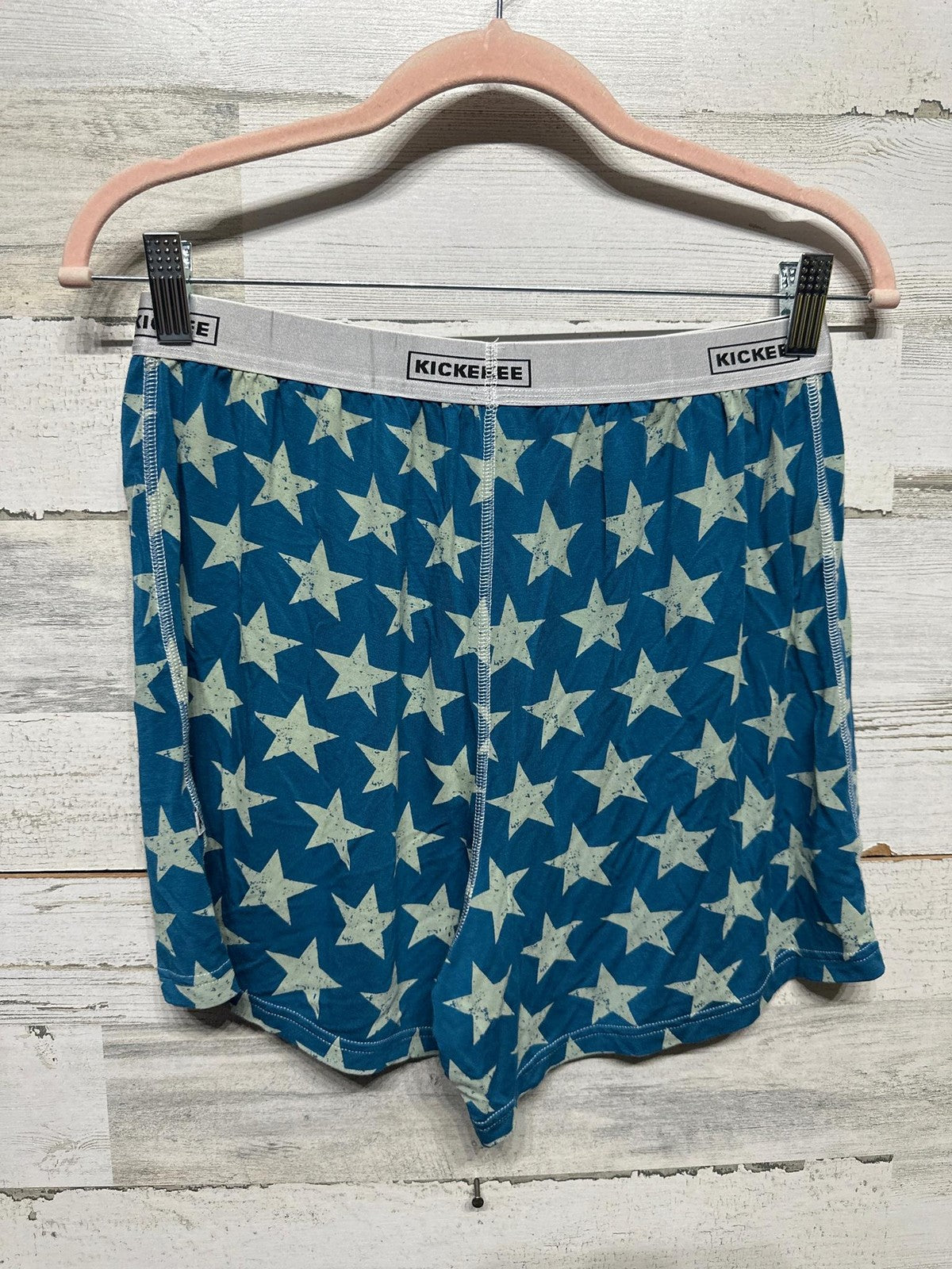 KICKEE Boxer Shorts Mens M Blue Star Print Bamboo Viscose Stretch NEW1