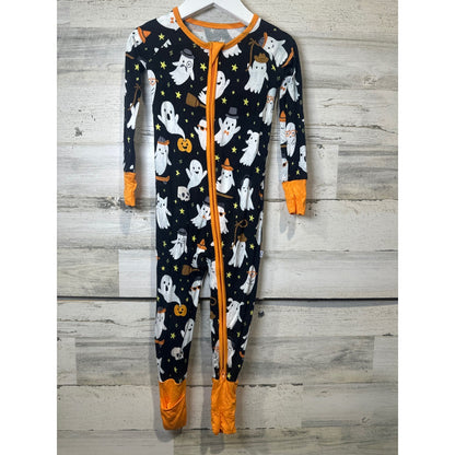Little Sleepies Zippy Pajamas Kids 18-24M Black Ghost Pumpkin Halloween GUC0
