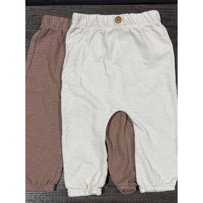 Modern Moments Organic Cotton Pants Boys 18M Brown Cream Harem Joggers0