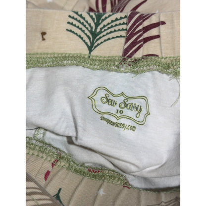 Sew Sassy Pinafore Skirt Girls 10 Cream Christmas Tree Holiday Boutique EUC3