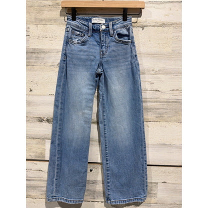 Flying Monkey Wide Leg Jeans Girls 7 Blue Mid Rise Adjustable Waist Skater EUC0