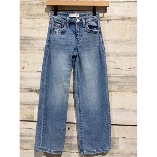 Flying Monkey Wide Leg Jeans Girls 7 Blue Mid Rise Adjustable Waist Skater EUC0