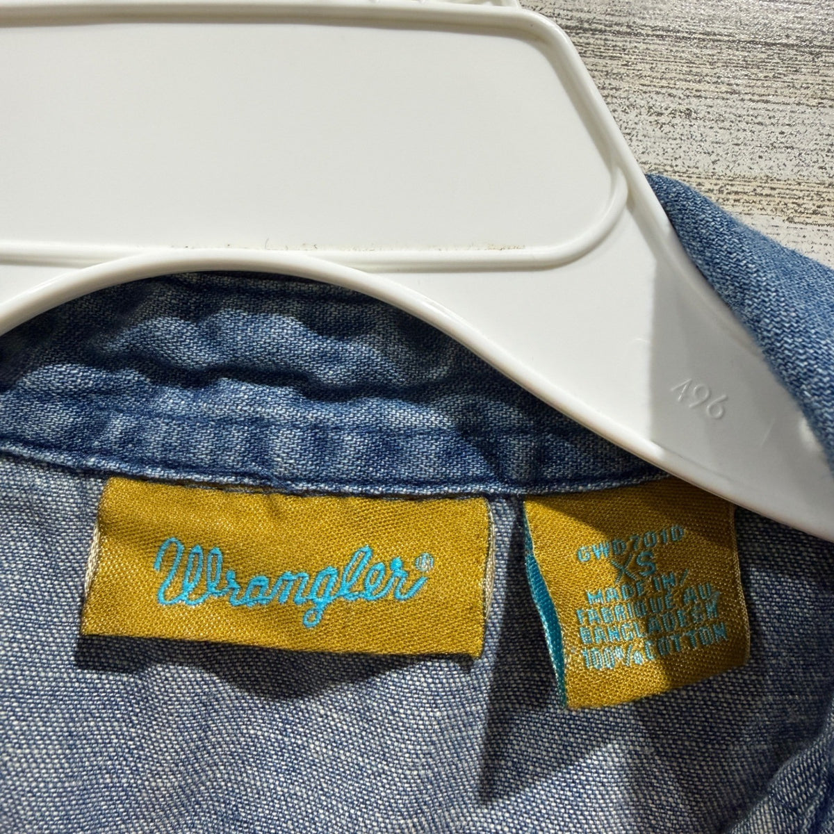 Wrangler Denim Snap Tunic Top Girls XS Blue Western Yoke Pearl Snap EUC1