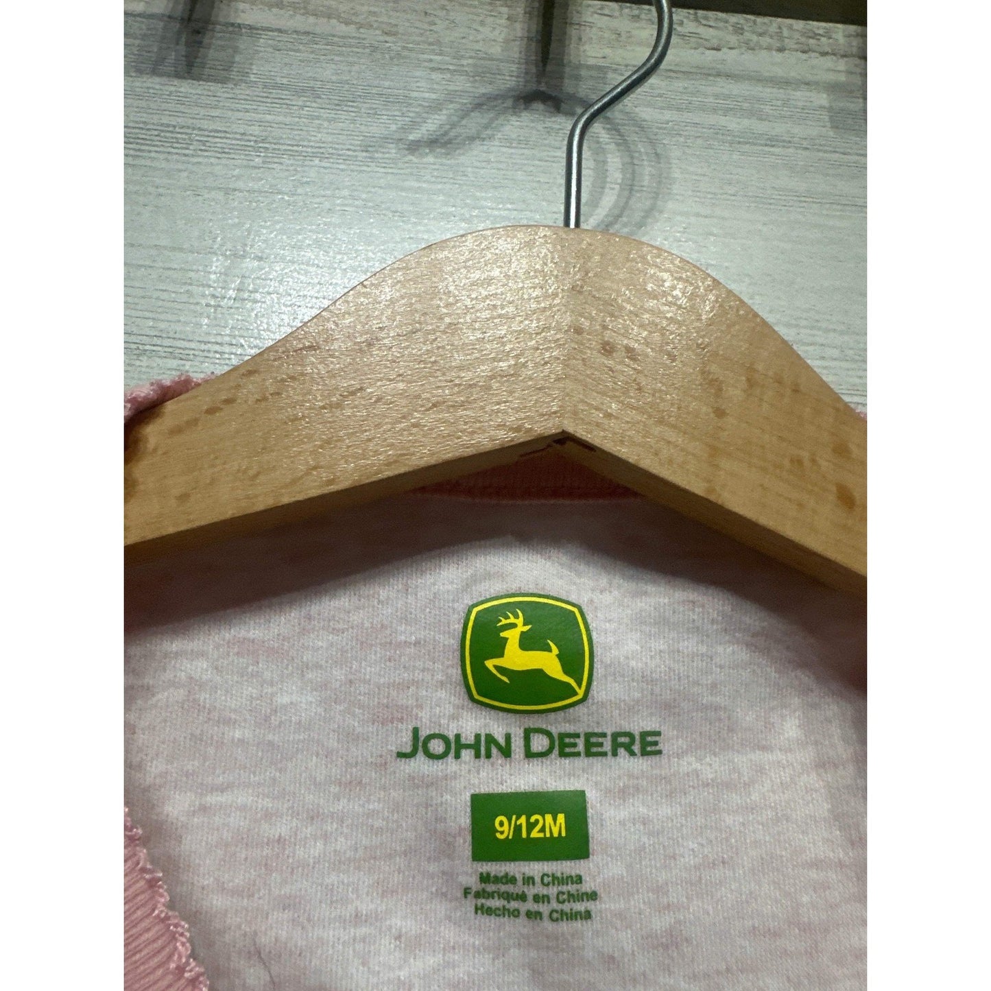 John Deere Bodysuit Girls 9-12M Pink Horse Bicycle Ruffle Glitter GUC2