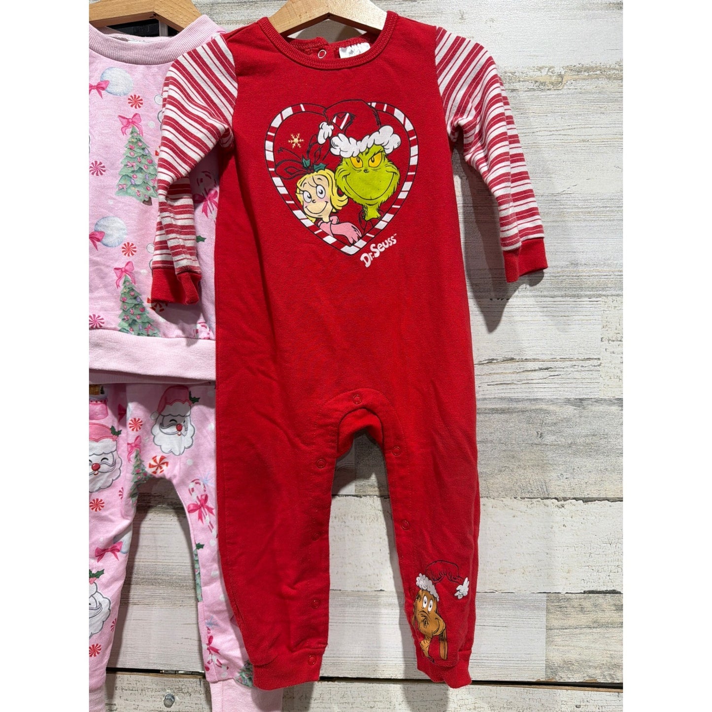 Carter's Dr Seuss Boutique Holiday Pajama Bundle Girls 18M Grinch Santa1
