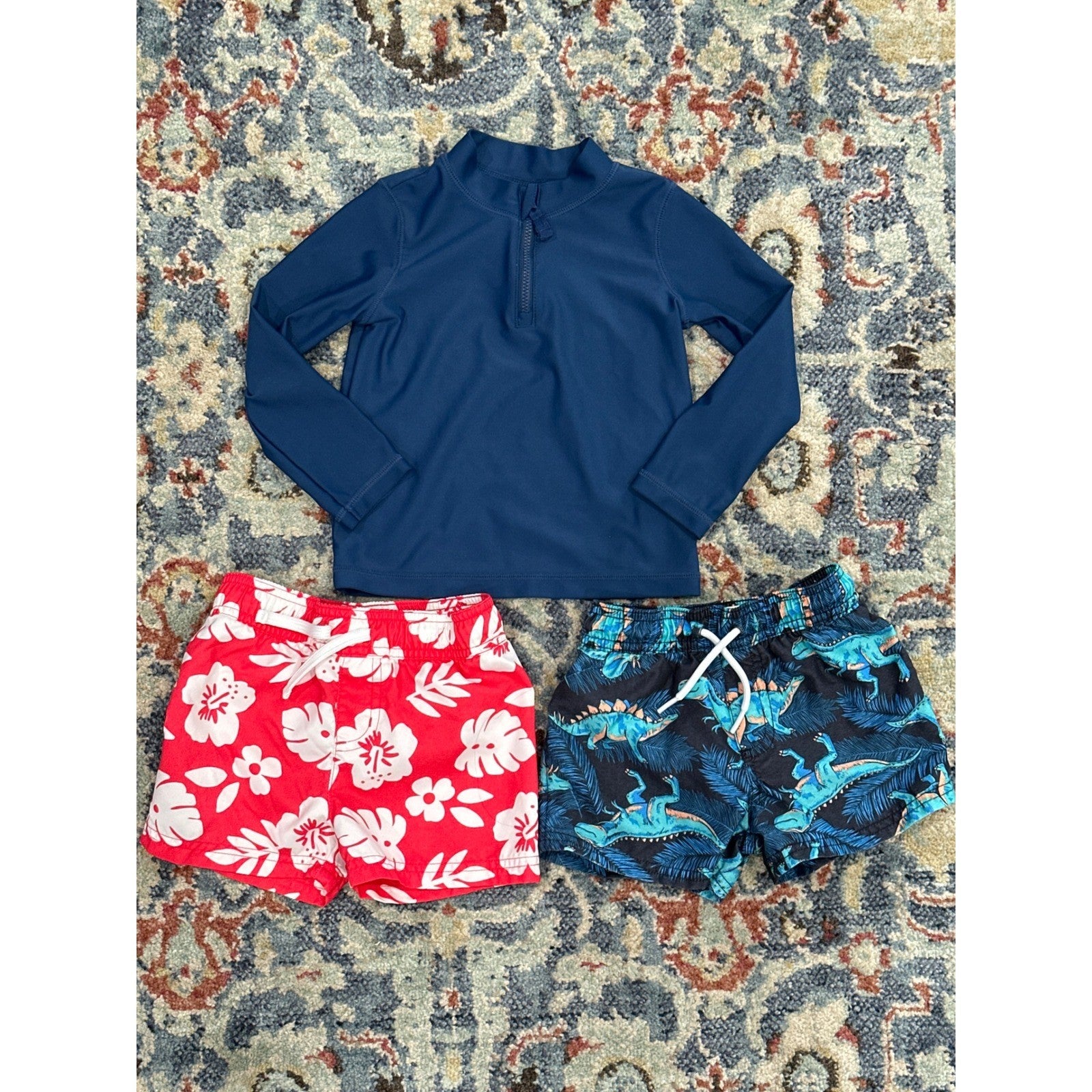 Boys 2T Swim Bundle Carter's Cat & Jack Rash Guard Trunks EUC0