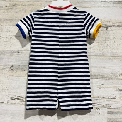 Florence Eiseman Romper Boys 3M Navy Stripe Dinosaur Camping Preppy EUC3