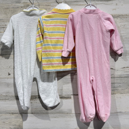 Vintage Baby Bundle 6-12m Panda Winning Colours Sleepers Shirt Pink Striped Lot9
