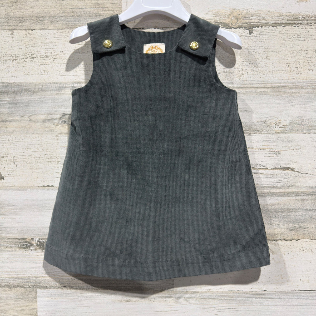 Beaufort Bonnet Co Jumper Dress Girls 3T Gray Cotton Corduroy Classic EUC0