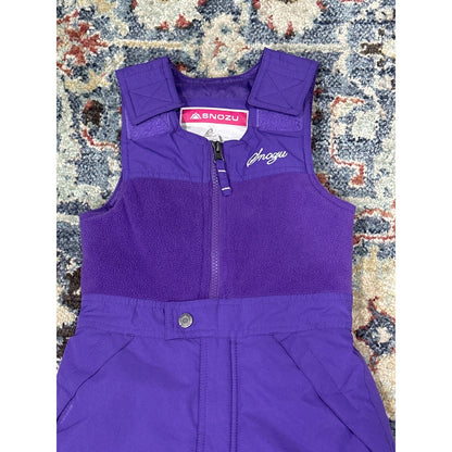 Snozu Snow Bib Overalls Girls 4T Purple Fleece Lined Winter Ski Pants1