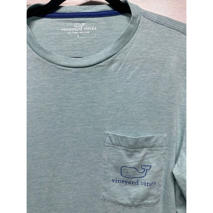 Vineyard Vines Long Sleeve Pocket T-Shirt Men Small Mint Green Whale Logo EUC2