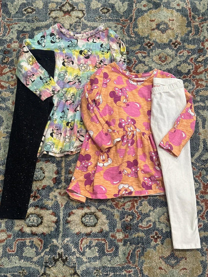 Disney Cat & Jack Tunic Leggings Bundle Girls 4T Multicolor Minnie Mouse 4pc0