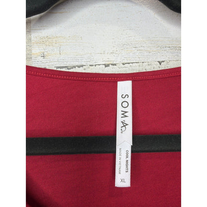 Soma Cool Nights Pajama Top Women XL Red Long Sleeve Scoop Neck Loungewear EUC1