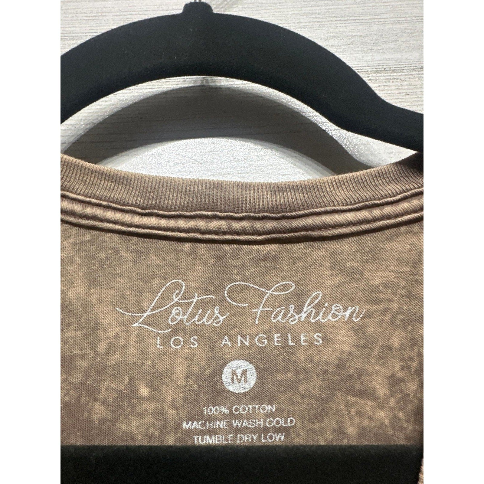 Lotus Fashion Graphic Tee Women Medium Brown But First Football EUC1