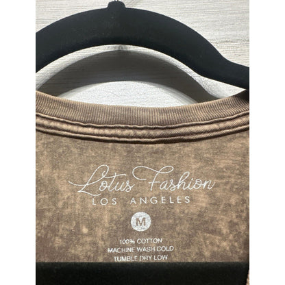 Lotus Fashion Graphic Tee Women Medium Brown But First Football EUC1