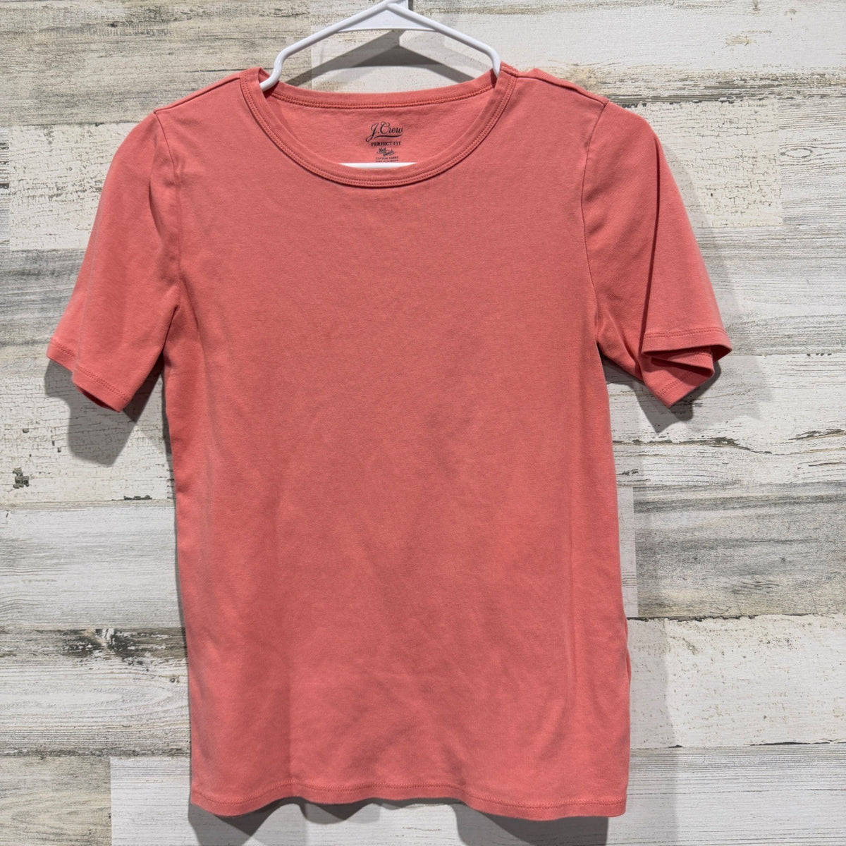 J.Crew Perfect Fit T-Shirt Women M Pink 100% Cotton Re-imagined Flawed*0