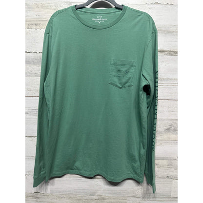 Vineyard Vines Long Sleeve T-Shirt Men Medium Green Pocket Graphic EUC0