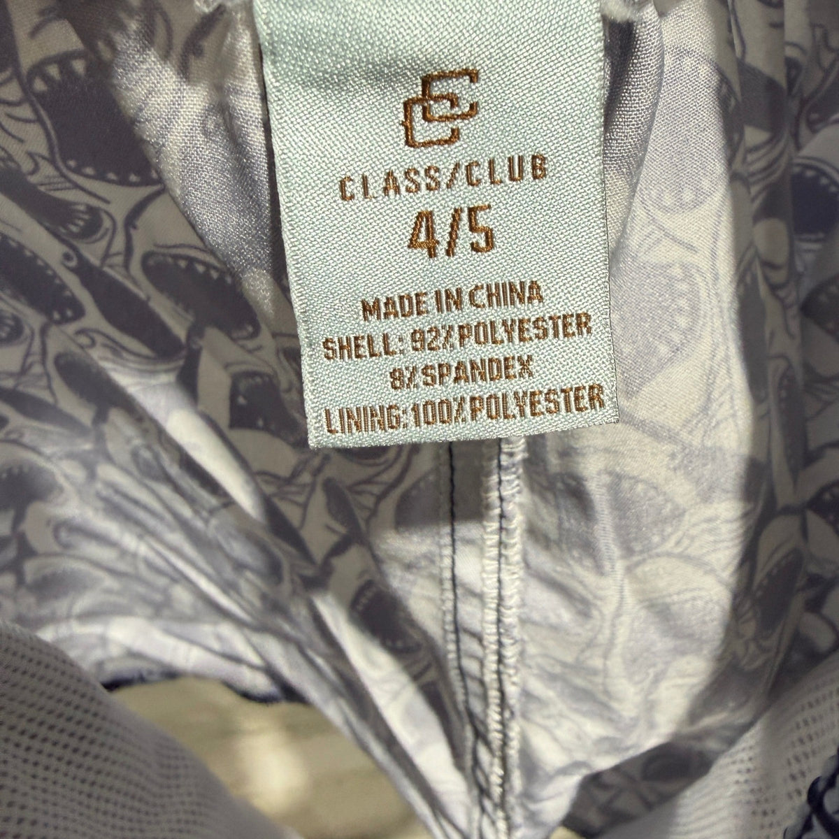 Class Club Shark Print Swim Trunks Boys 4/5 Blue Polyester Coastal2