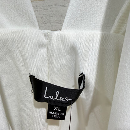 Lulus Mini Dress Women XL White Ruffle V Neck Cocktail Party Bridal NWT *Flawed2