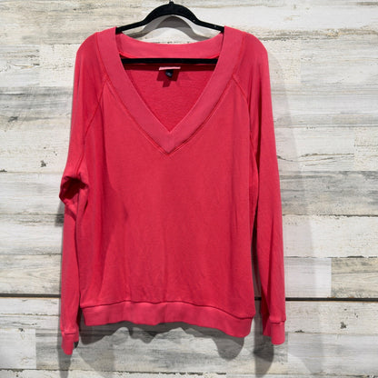 Universal Thread Sweatshirt Women XL Bright Coral V-Neck Raglan Casual Basic EUC0