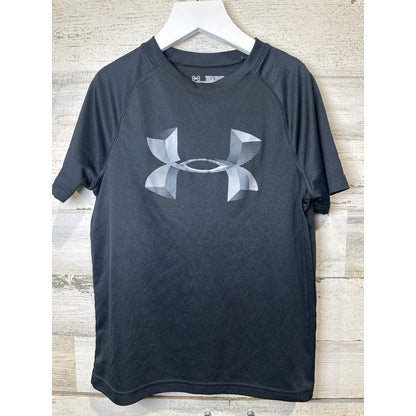 Under Armour T-Shirt Kids Youth Small Black Graphic Logo EUC0