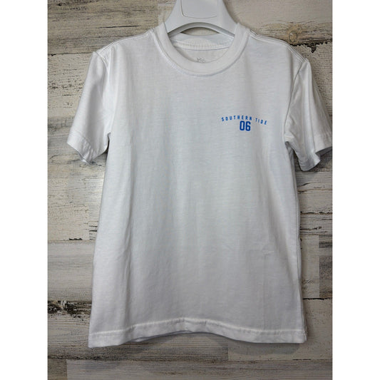 Southern Tide Skipjack T-Shirt Boys XS 4-5 White Graphic Tee Preppy EUC0